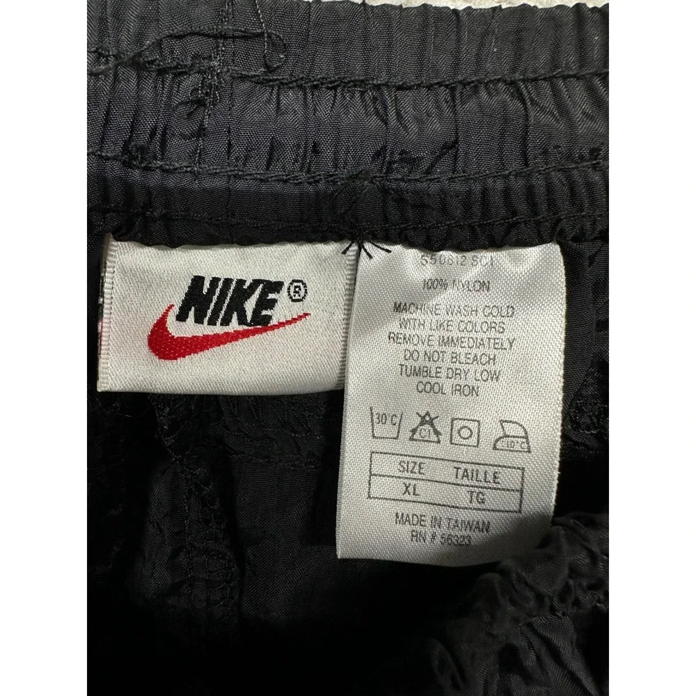 Nike Track Pants Mens XL Black Vintage Nylon Windbreaker Joggers Swish Zip Y2K